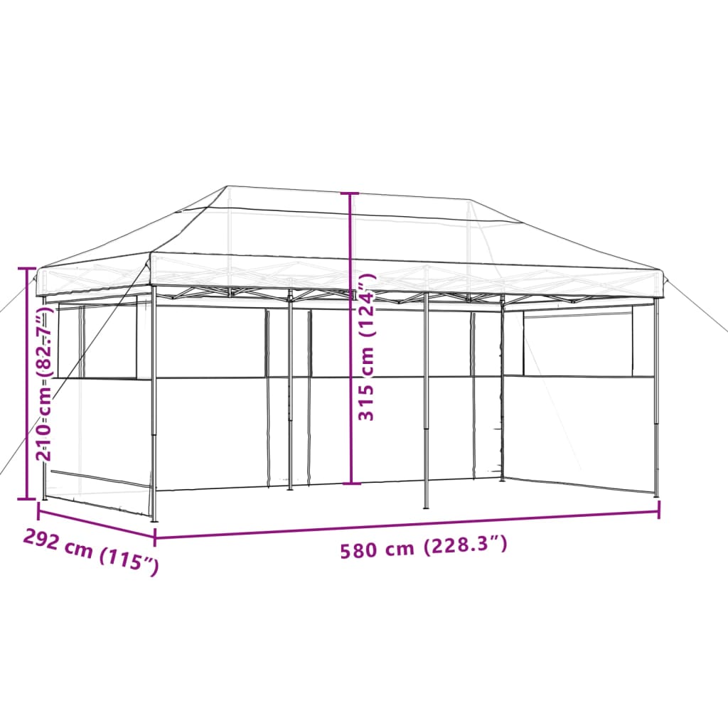 Tendone per Feste Pieghevole Pop-Up con 3 Pareti Marrone | homemem39