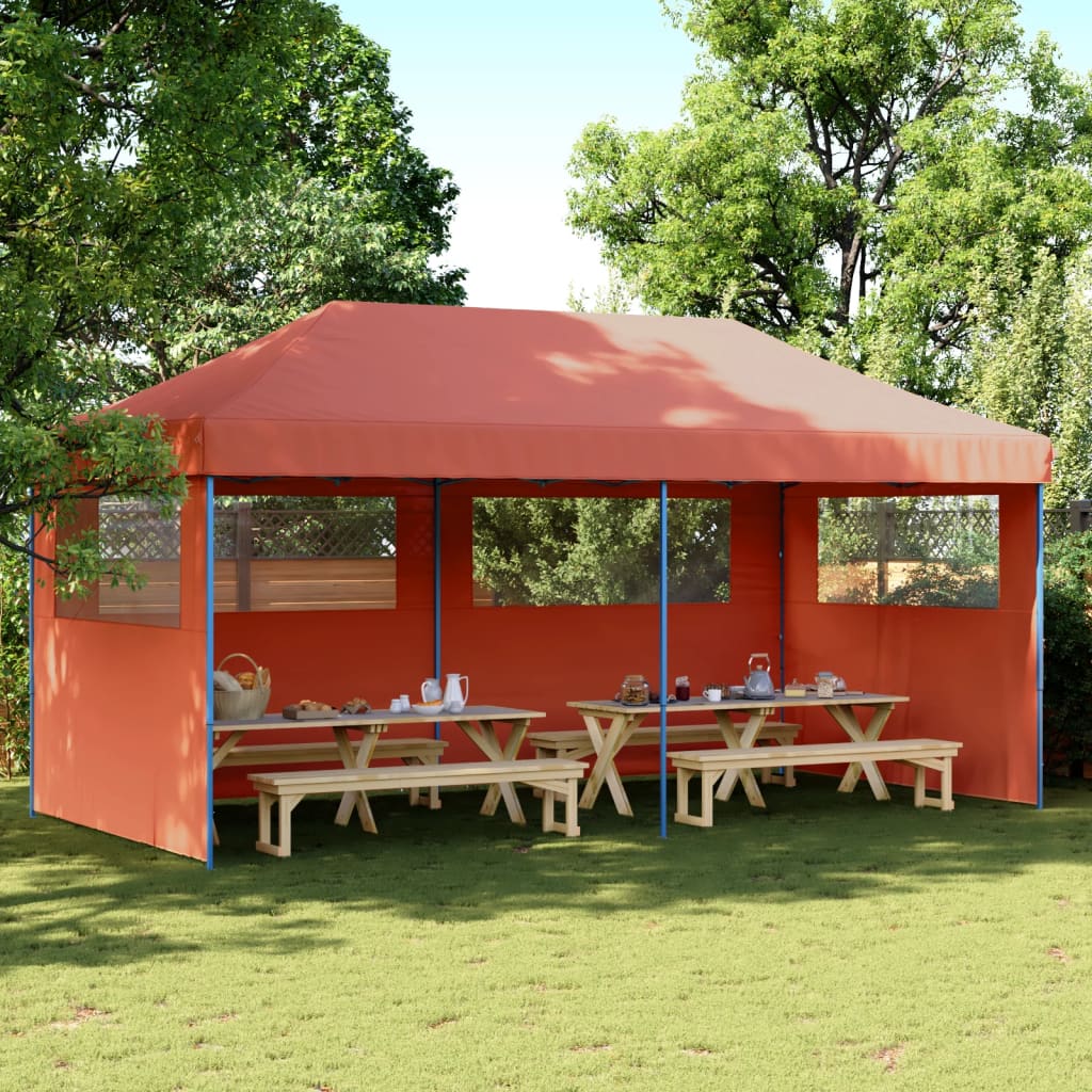 Tendone per Feste Pieghevole Pop-Up con 3 Pareti Terracotta - homemem39