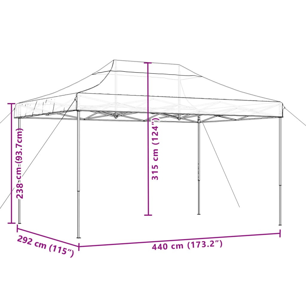 Tenda da Festa Pieghevole Pop-Up Arancione 292x292x315 cm | homemem39
