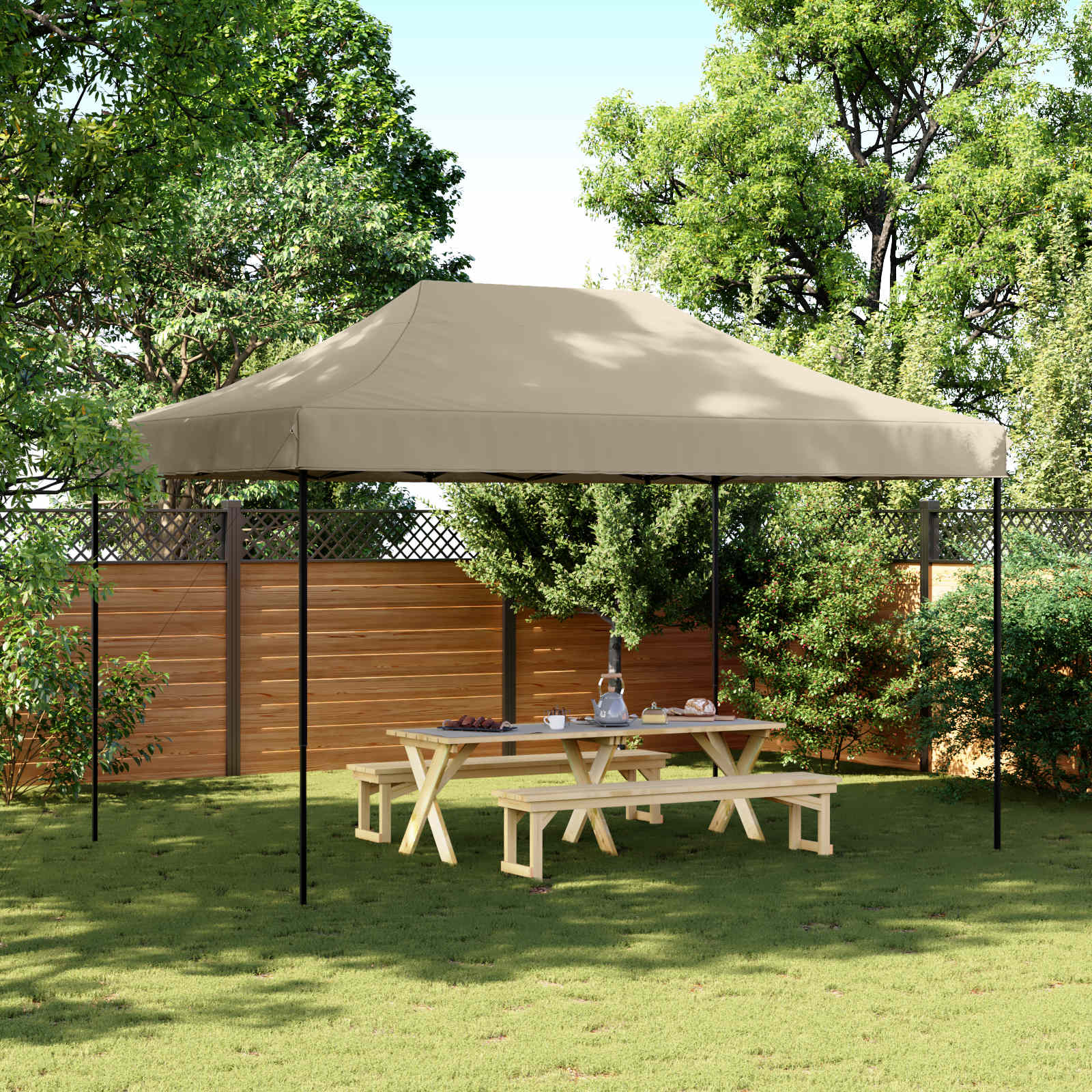 Tenda da Festa Pieghevole Pop-Up Tortora 292x292x315 cm | homemem39
