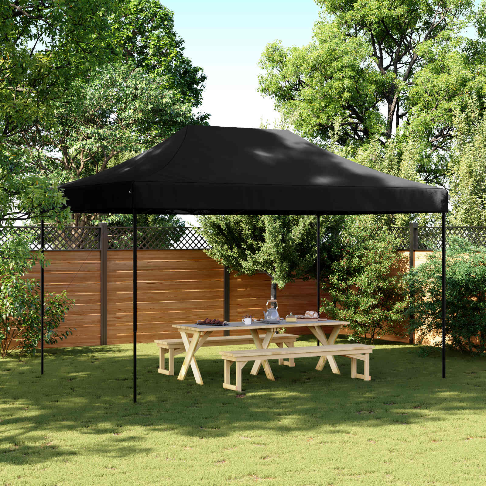 Tenda da Festa Pieghevole Pop-Up Nero 292x292x315 cm | homemem39