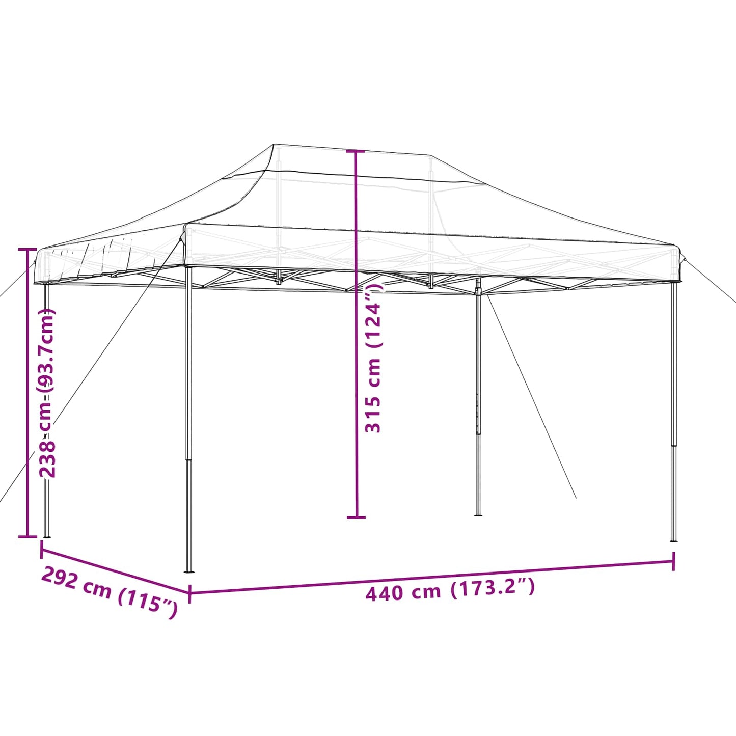 Tenda da Festa Pieghevole Pop-Up Nero 292x292x315 cm | homemem39
