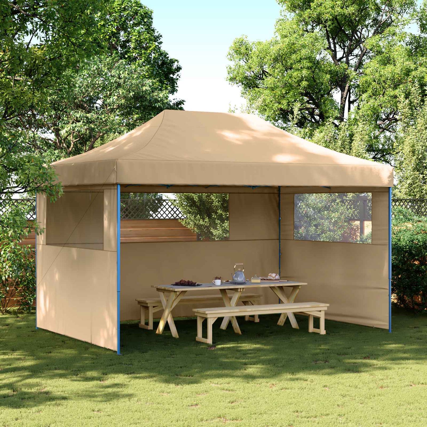 Tendone per Feste Pieghevole Pop-Up con 3 Pareti Beige | homemem39