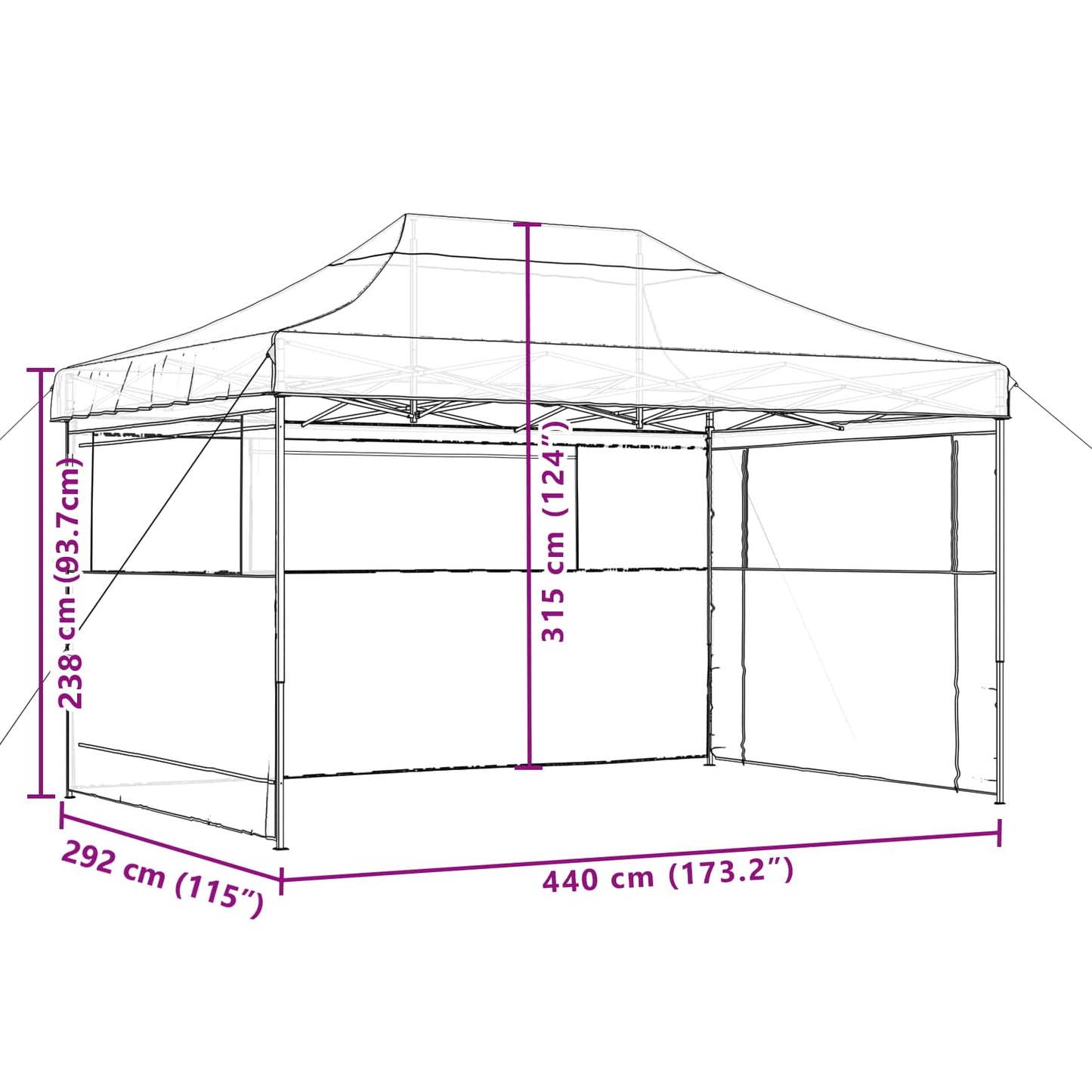 Tendone per Feste Pieghevole Pop-Up con 3 Pareti Terracotta | homemem39