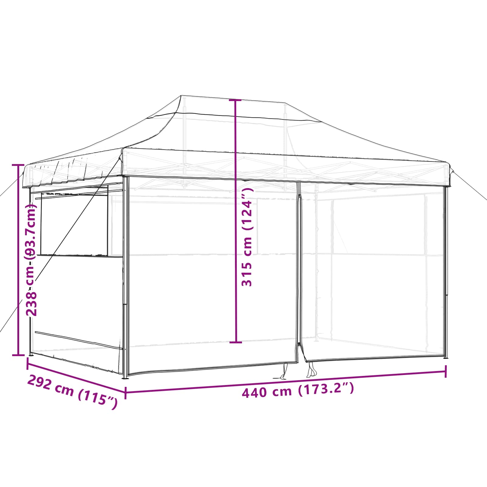 Tendone per Feste Pieghevole Pop-Up con 4 Pareti Arancione | homemem39