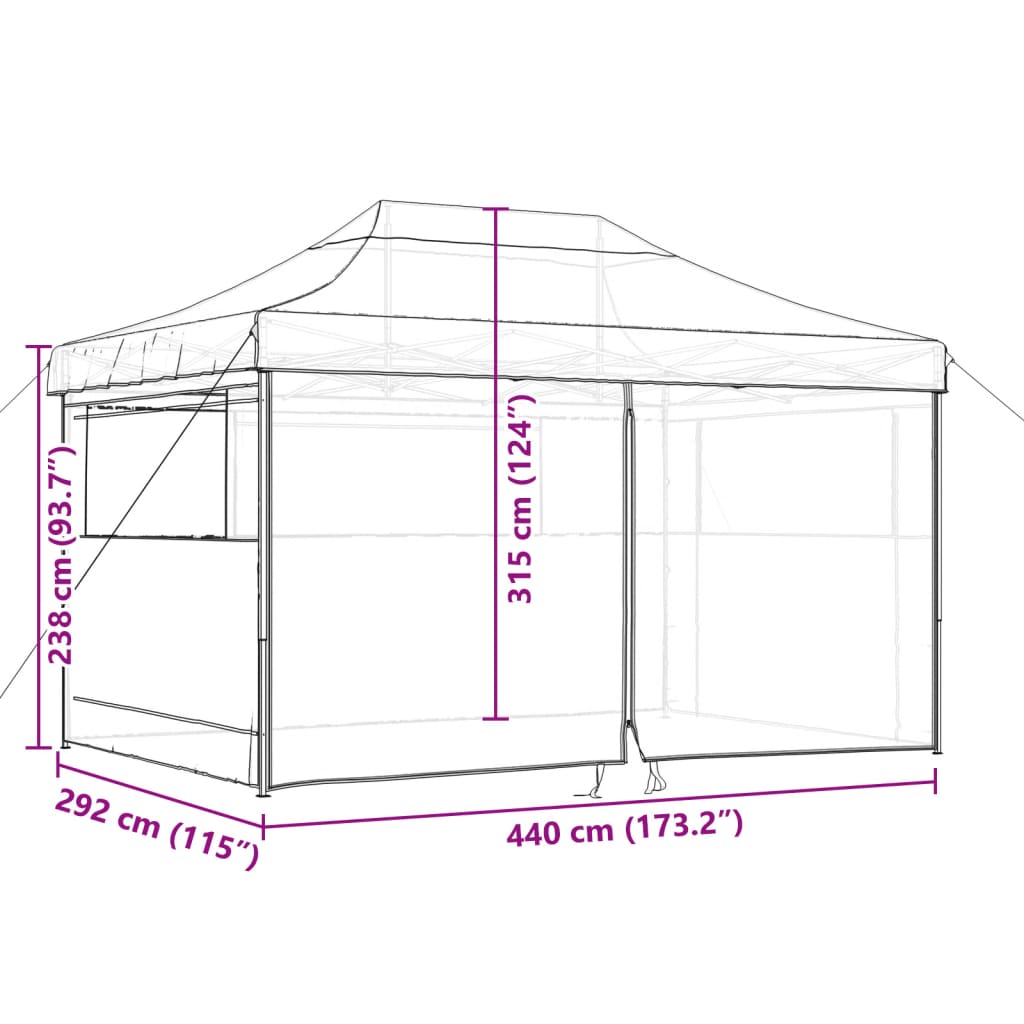 Tendone per Feste Pieghevole Pop-Up con 4 Pareti Tortora | homemem39