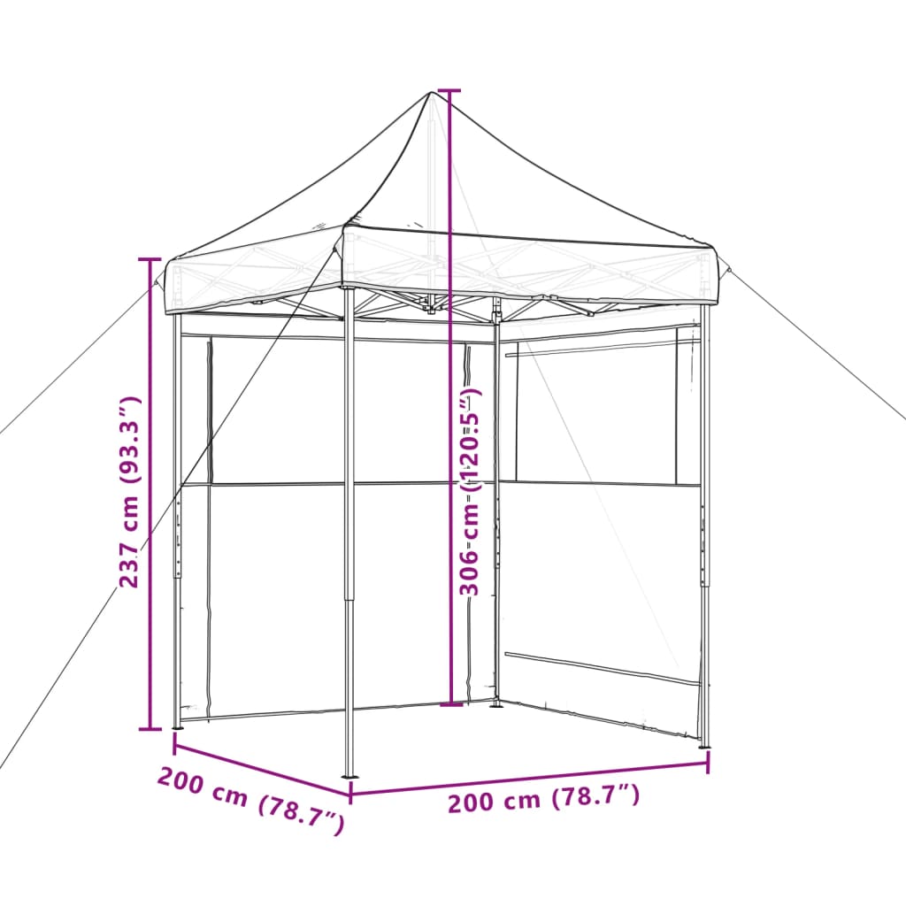 Tendone per Feste Pieghevole Pop-Up con 2 Pareti Arancione | homemem39