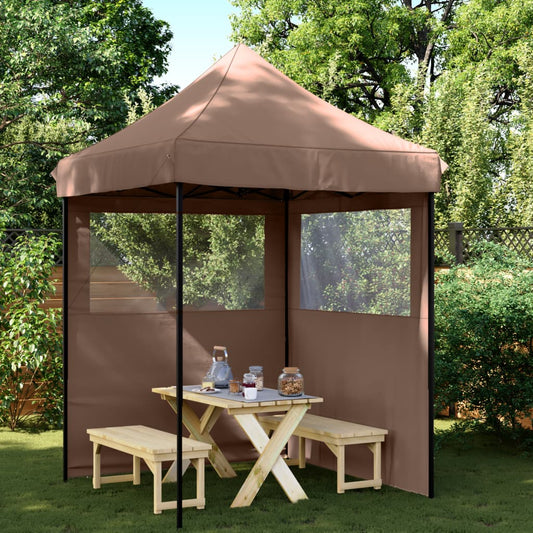 Tendone per Feste Pieghevole Pop-Up con 2 Pareti Marrone | homemem39