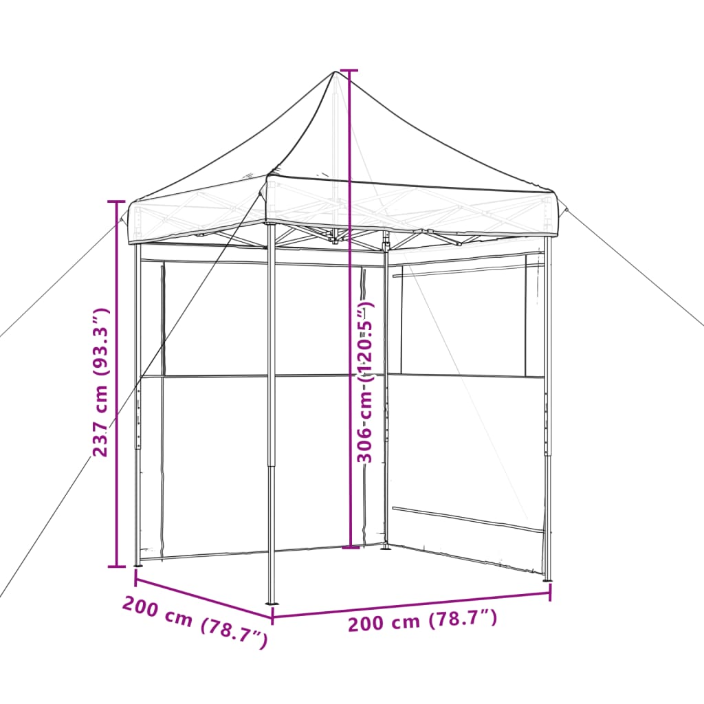 Tendone per Feste Pieghevole Pop-Up con 2 Pareti Terracotta | homemem39