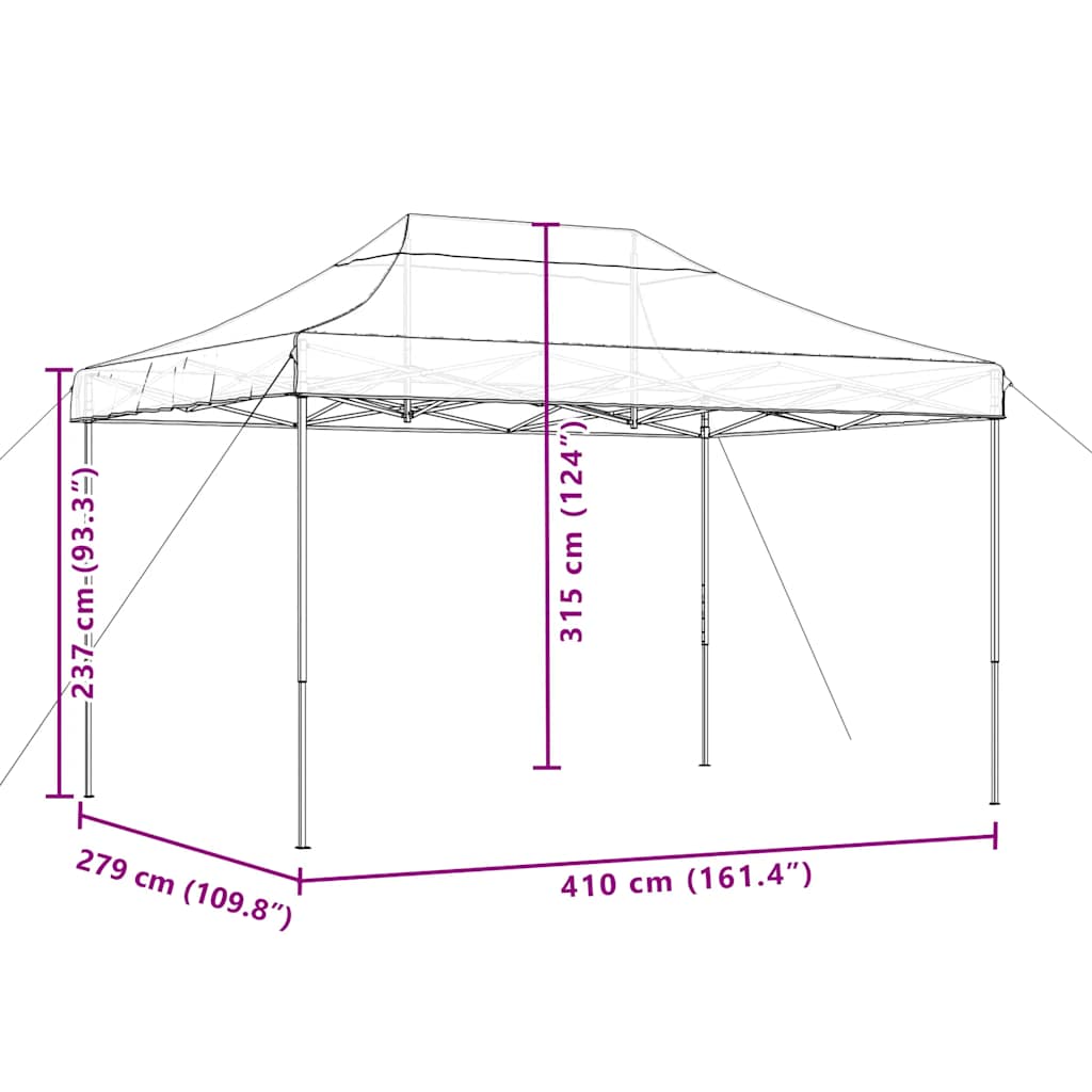 Tenda da Festa Pieghevole Pop-Up Nero 410x279x315 cm | homemem39