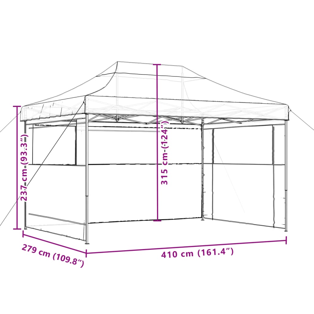 Tendone per Feste Pieghevole Pop-Up con 3 Pareti Arancione | homemem39