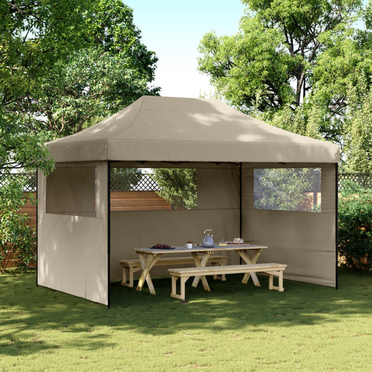 Tendone per Feste Pieghevole Pop-Up con 3 Pareti Tortora | homemem39
