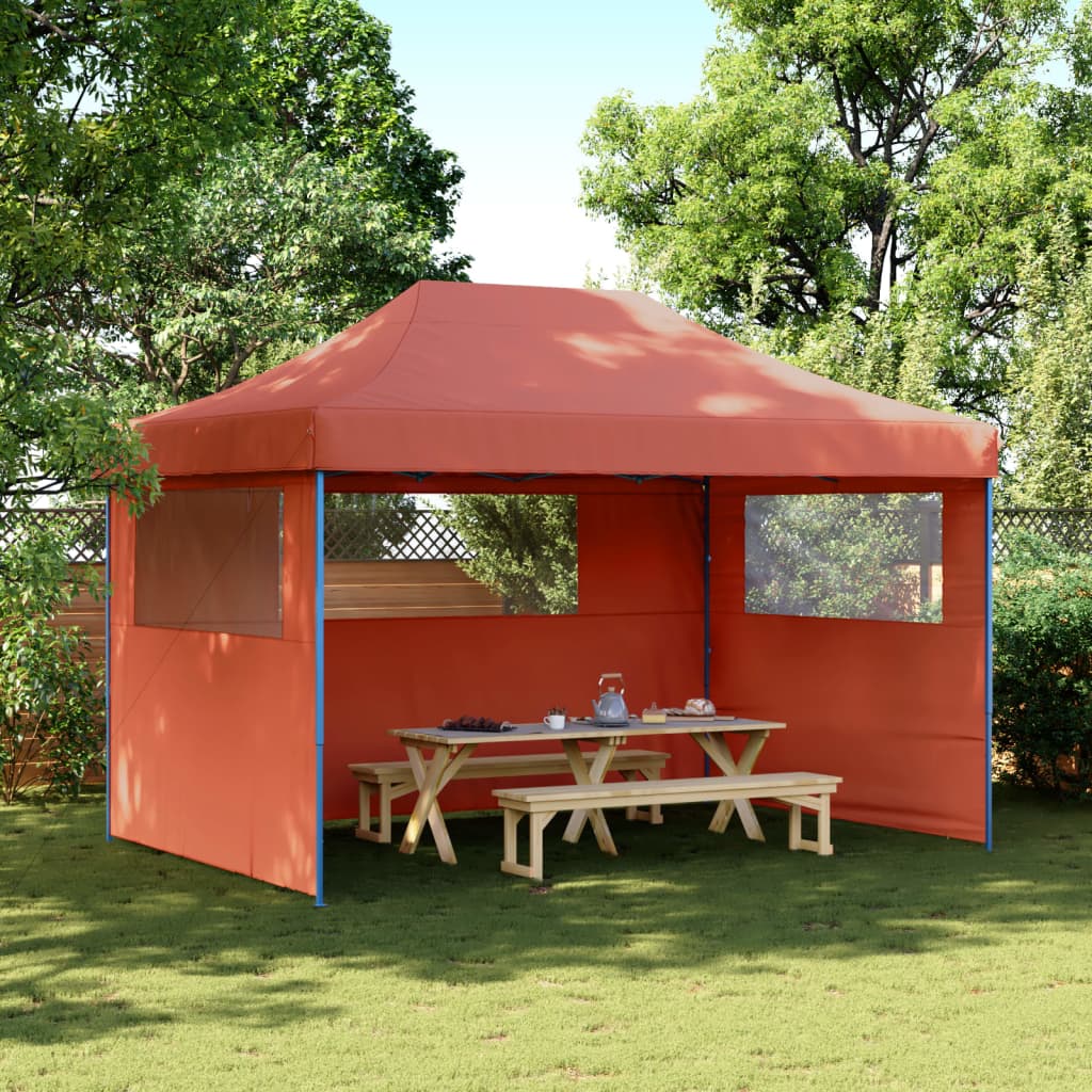 Tendone per Feste Pieghevole Pop-Up con 3 Pareti Terracotta - homemem39