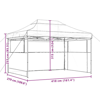 Tendone per Feste Pieghevole Pop-Up con 3 Pareti Nero | homemem39