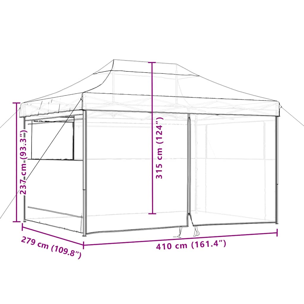 Tendone per Feste Pieghevole Pop-Up con 4 Pareti Nero | homemem39