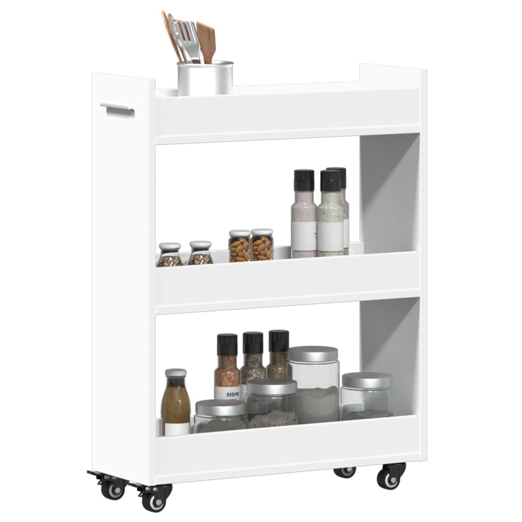 Mobile con Ruote Bianco 60x22x79 cm in Legno Multistrato - homemem39