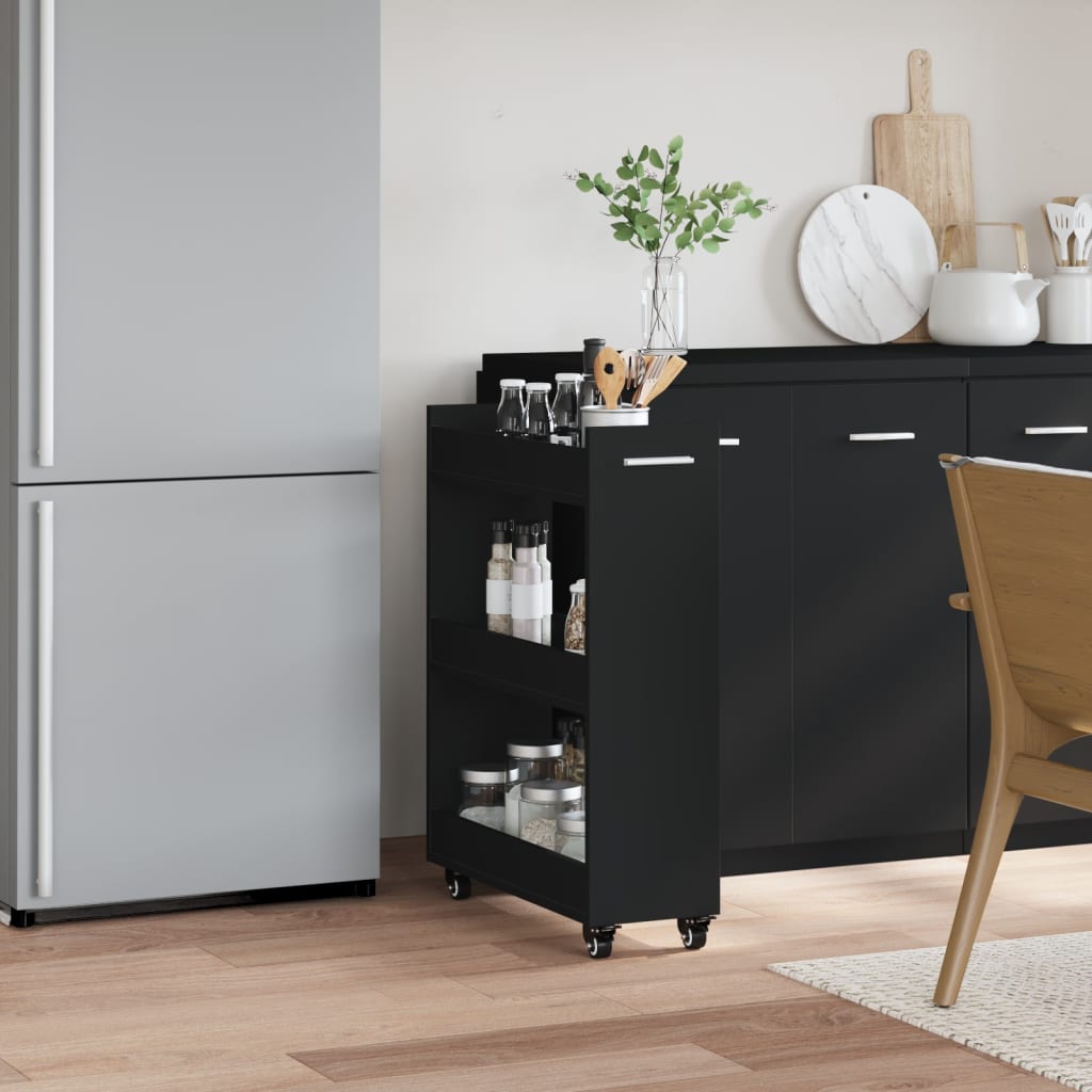 Mobile con Ruote Nero 60x22x79 cm in Legno Multistrato - homemem39