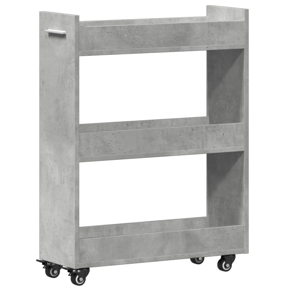 Mobile con Ruote Grigio Cemento 60x22x79cm in Legno Multistrato - homemem39