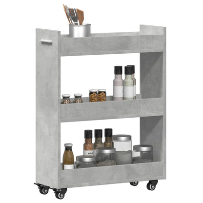 Mobile con Ruote Grigio Cemento 60x22x79cm in Legno Multistrato - homemem39