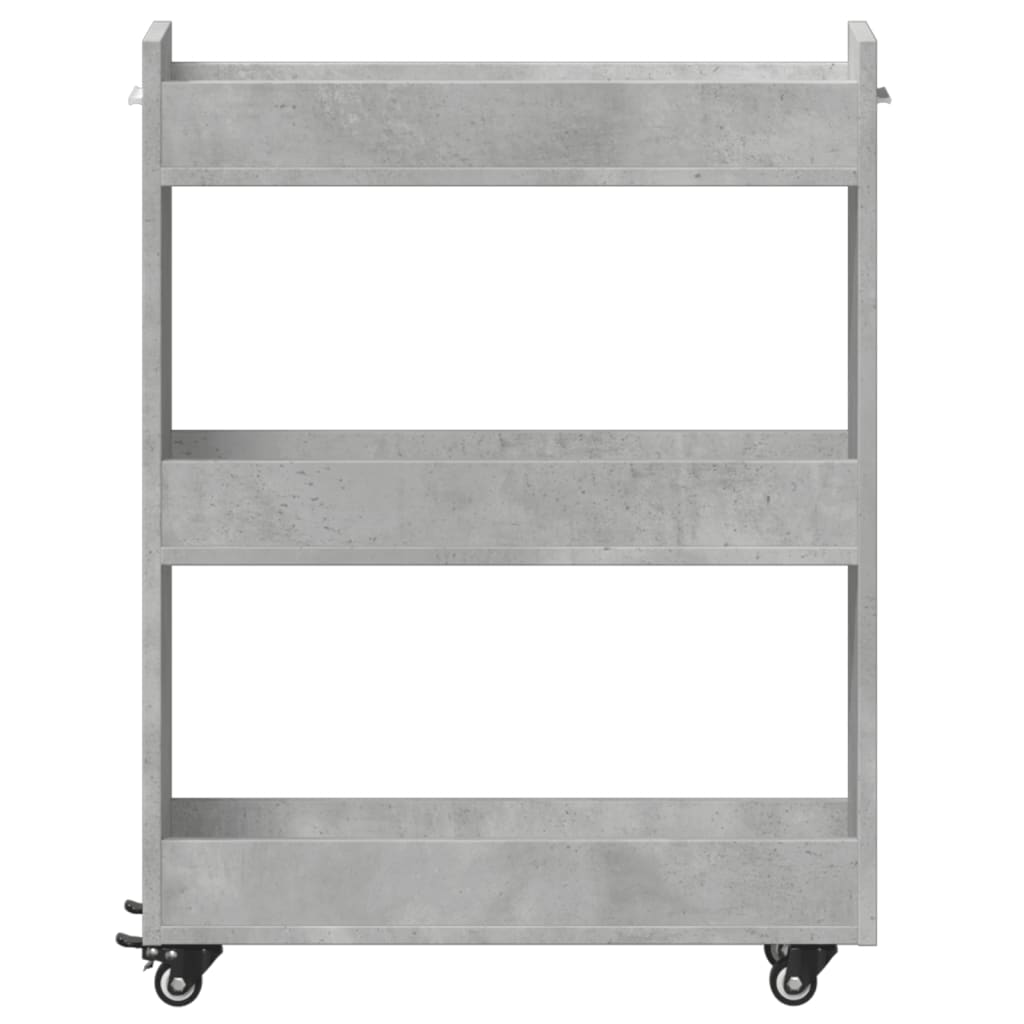 Mobile con Ruote Grigio Cemento 60x22x79cm in Legno Multistrato - homemem39