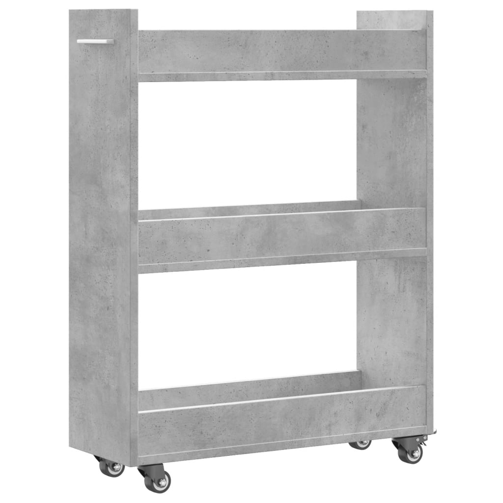 Mobile con Ruote Grigio Cemento 60x22x79cm in Legno Multistrato