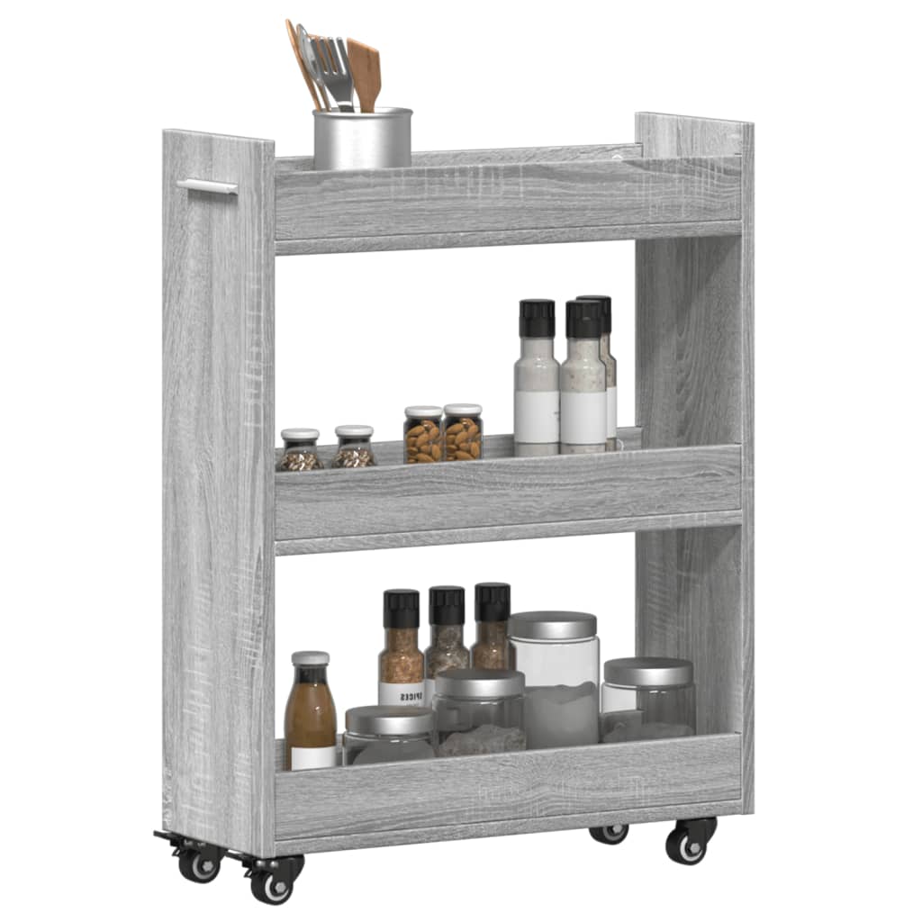 Mobile con Ruote Grigio Sonoma 60x22x79 cm in Legno Multistrato