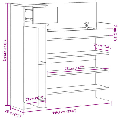 Scarpiera Nera 100,5x28x100 cm in Legno Multistrato