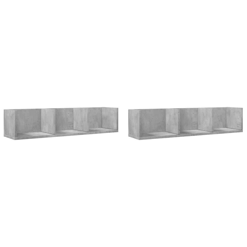 Mobili Parete 2 pz Grigio Cemento 75x18x16,5 cm in Multistrato | homemem39