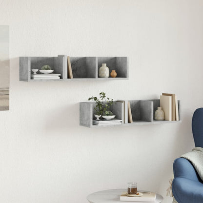 Mobili Parete 2 pz Grigio Cemento 75x18x16,5 cm in Multistrato | homemem39