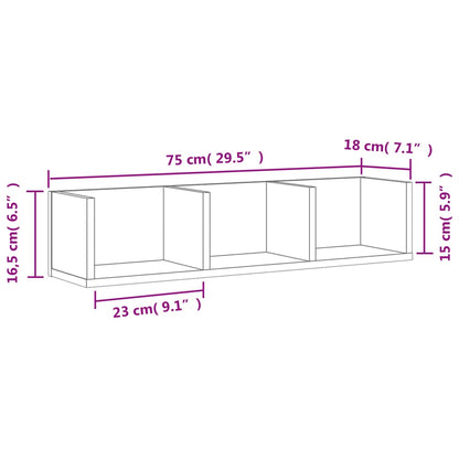Mobili Parete 2 pz Grigio Cemento 75x18x16,5 cm in Multistrato | homemem39