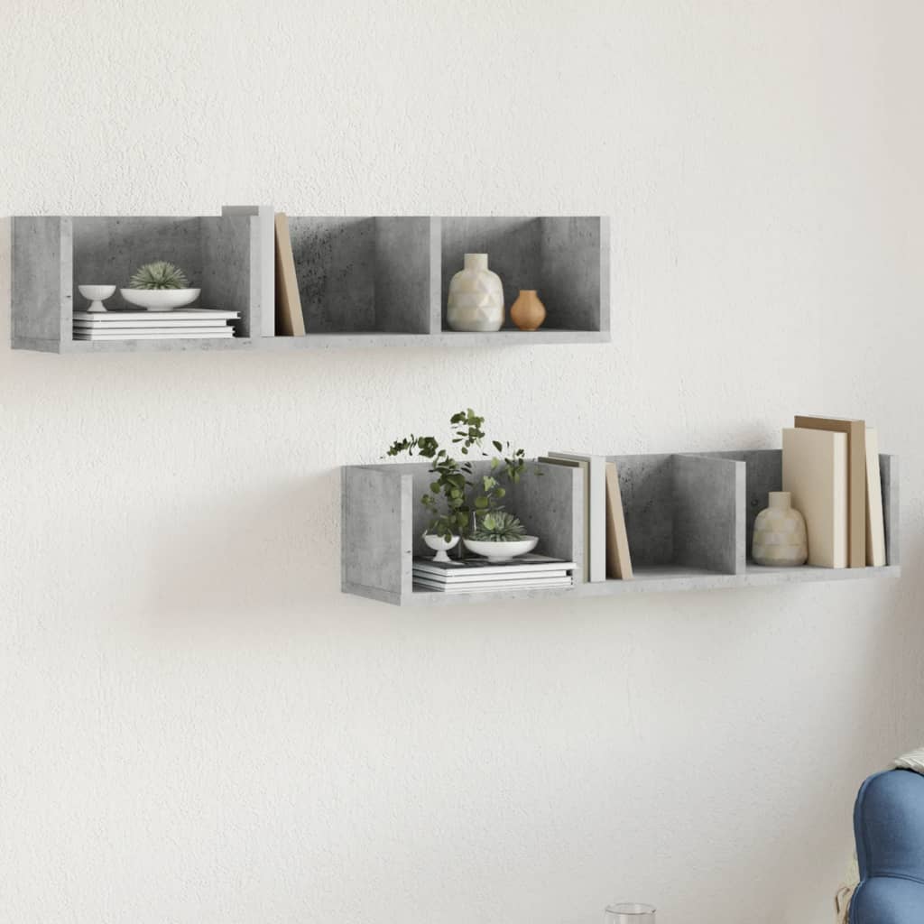 Mobili Parete 2 pz Grigio Cemento 75x18x16,5 cm in Multistrato | homemem39
