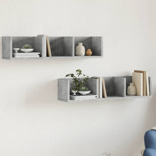 Mobili Parete 2 pz Grigio Cemento 75x18x16,5 cm in Multistrato | homemem39