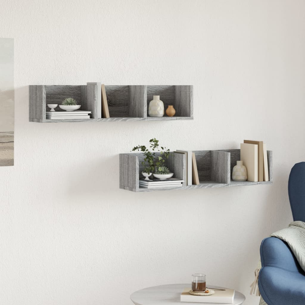 Mobili Parete 2 pz Grigio Sonoma 75x18x16,5 cm in Multistrato | homemem39