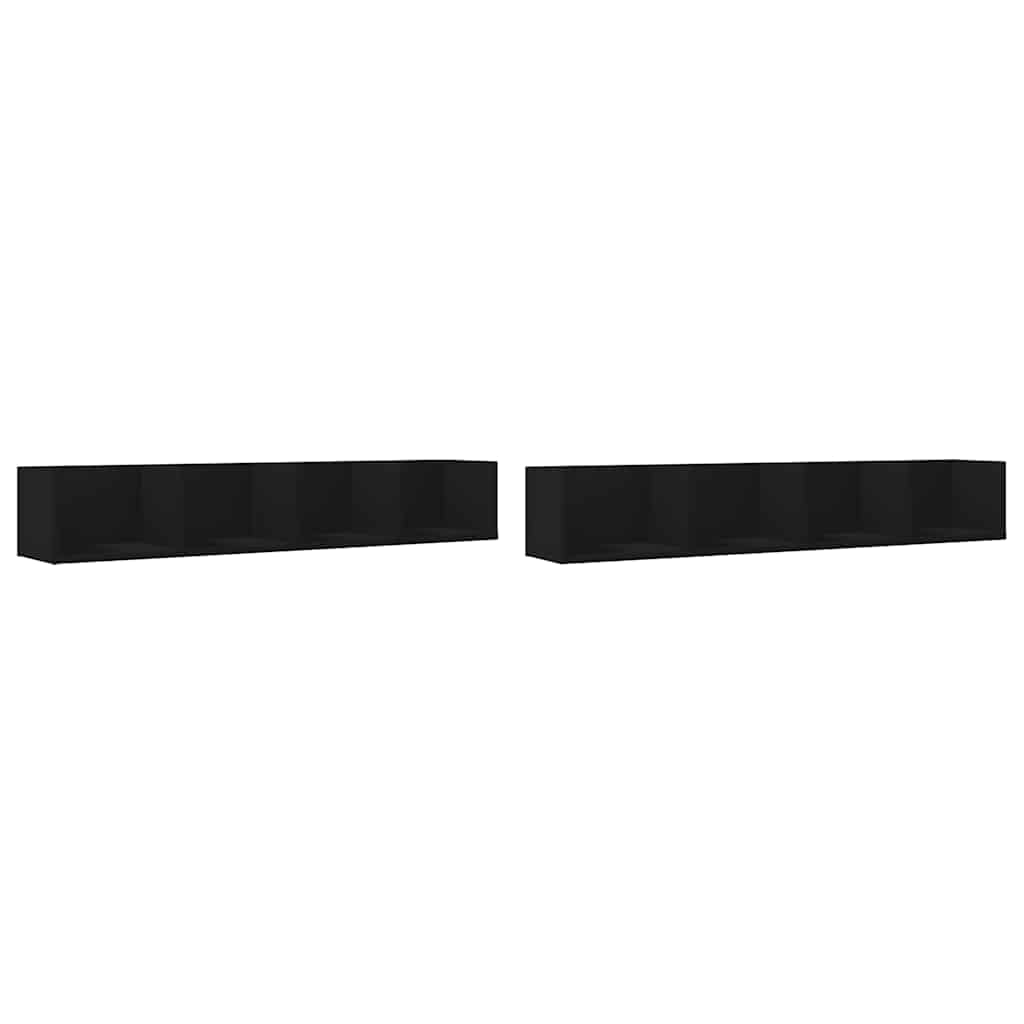 Mobili Parete 2 pz Neri 99x18x16,5 cm in Legno Multistrato | homemem39