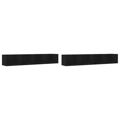 Mobili Parete 2 pz Neri 99x18x16,5 cm in Legno Multistrato | homemem39