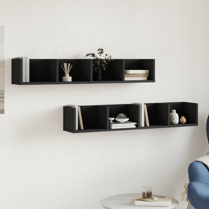 Mobili Parete 2 pz Neri 99x18x16,5 cm in Legno Multistrato | homemem39