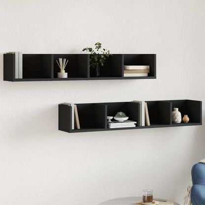 Mobili Parete 2 pz Neri 99x18x16,5 cm in Legno Multistrato | homemem39