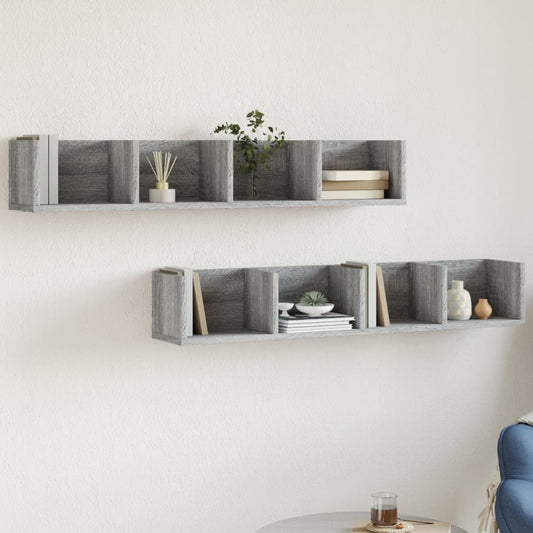 Mobili Parete 2 pz Grigio Sonoma 99x18x16,5cm Legno Multistrato | homemem39