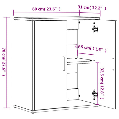 Credenza Rovere Fumo 60x31x70 cm in Legno Multistrato