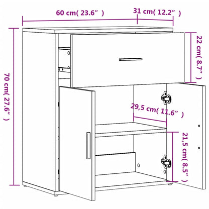 Black Sideboard 60x31x70 cm in Multilayer Wood