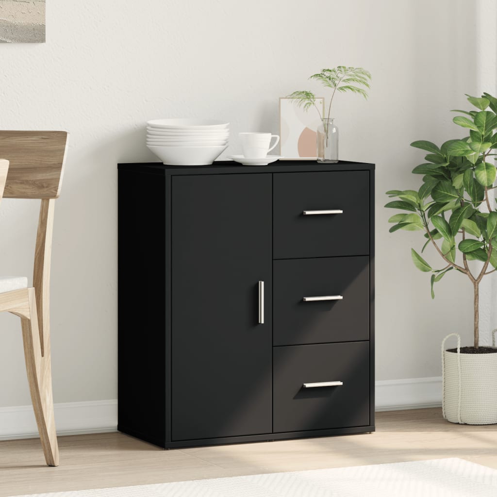 Credenza Nero 60x31x70 cm in Legno Multistrato - homemem39
