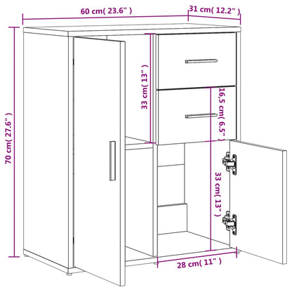 White Sideboard 60x31x70 cm in Multilayer Wood