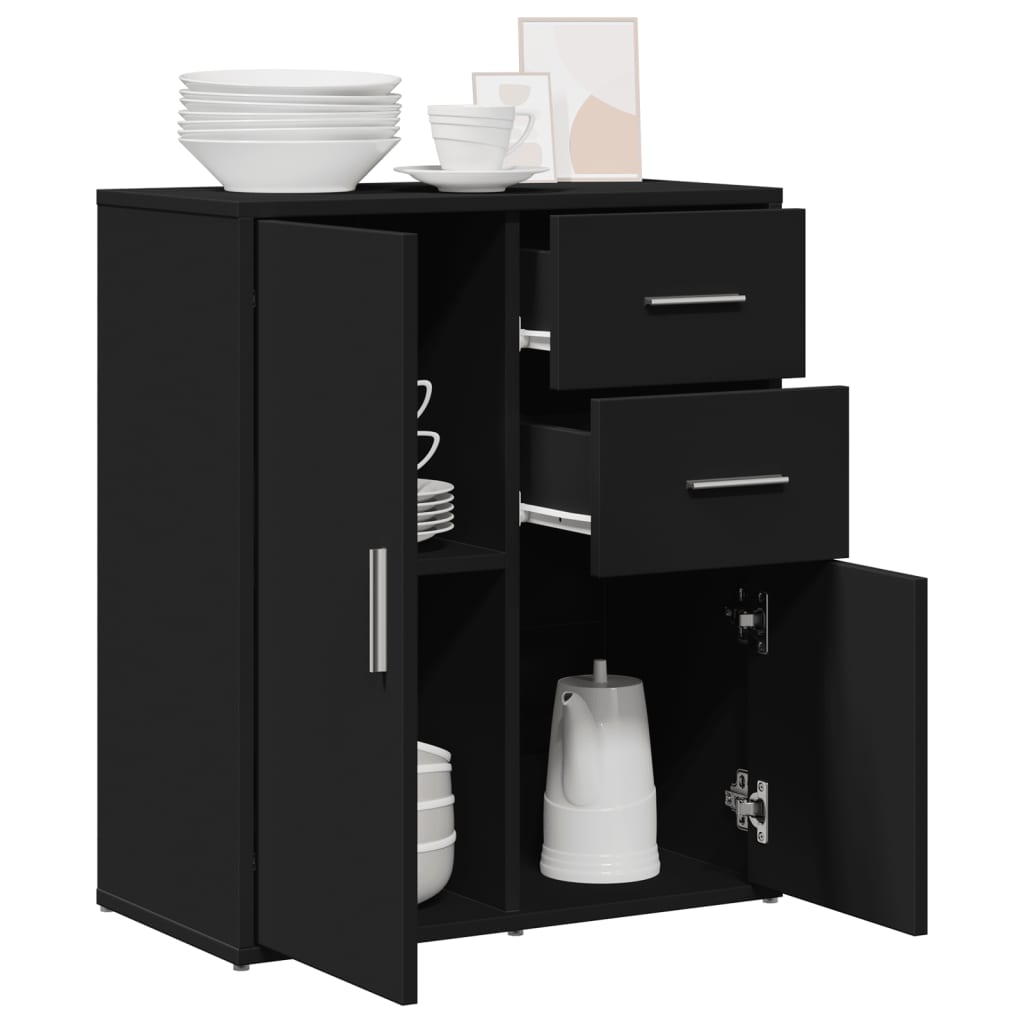 Black Sideboard 60x31x70 cm in Multilayer Wood