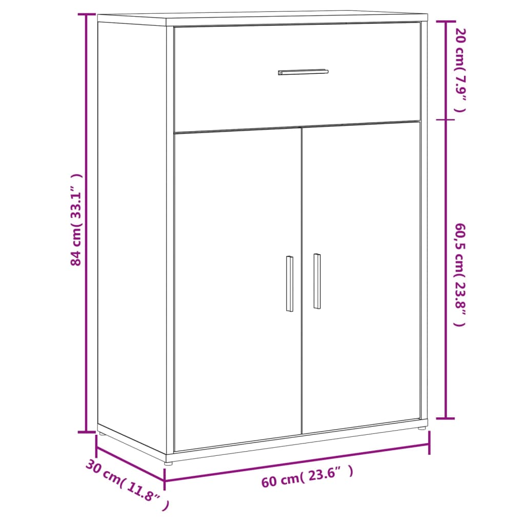 Cement Gray Sideboard 60x30x84 cm in Multilayer Wood