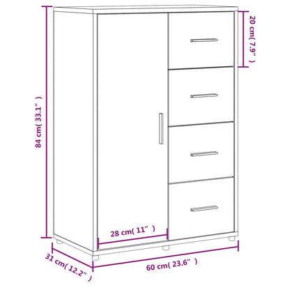 Credenza Rovere Fumo 60x31x84 cm in Legno Multistrato