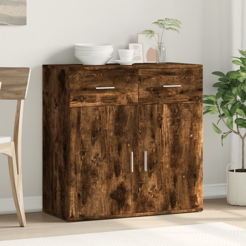 Smoked Oak Sideboard 79x38x80 cm in Multilayer Wood