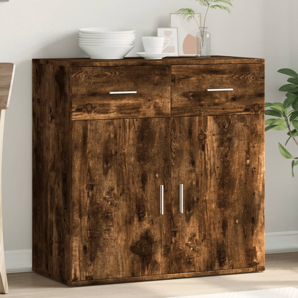 Smoked Oak Sideboard 79x38x80 cm in Multilayer Wood