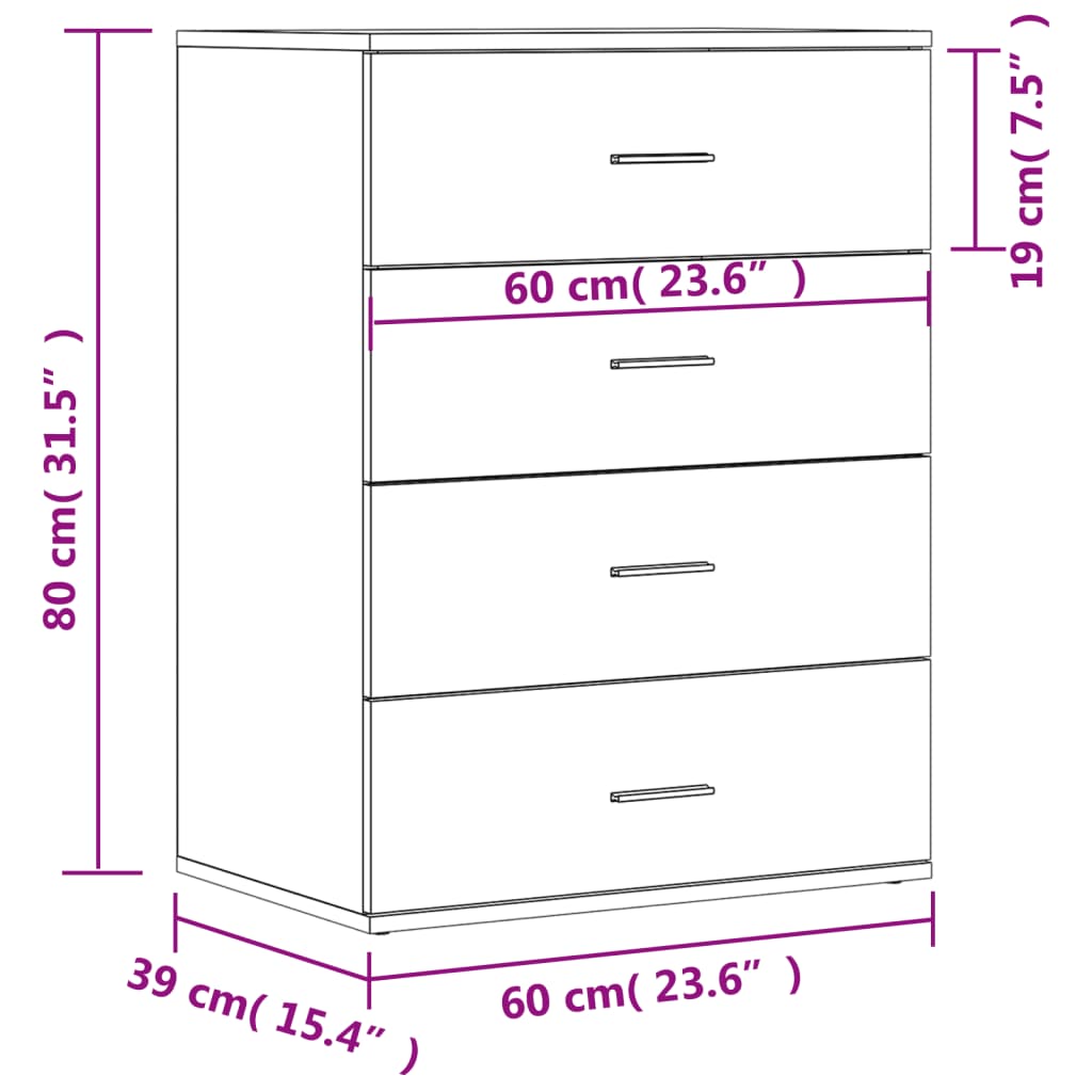 Credenza Nera 60x39x80 cm in Legno Multistrato