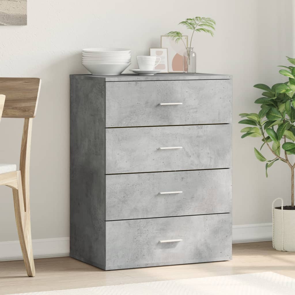 Credenza Grigio Cemento 60x39x80 cm in Legno Multistrato