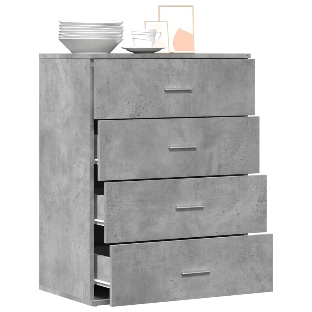 Credenza Grigio Cemento 60x39x80 cm in Legno Multistrato